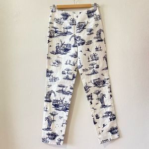 NWOT Carven Linen High Rise Safari Print Pants